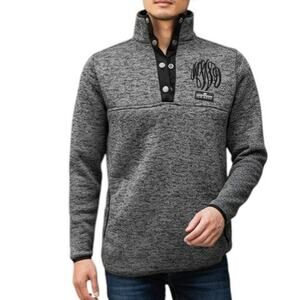 Simply Southern Sweater 1/4 Quarter Snap Button Knit Pullover Unisex M Gray